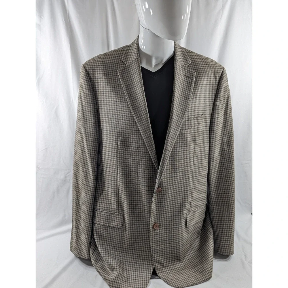Ralph Lauren Blazer Sport Jacket Coat Silk Wool Linen Blend 44L‎ Tight Plaid EUC